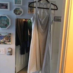 Lined Ann Taylor Loft gray-striped sundress